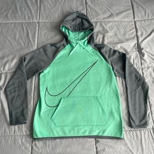Nike dry fit mint/teal and grey hoodie with thumb holes size medium